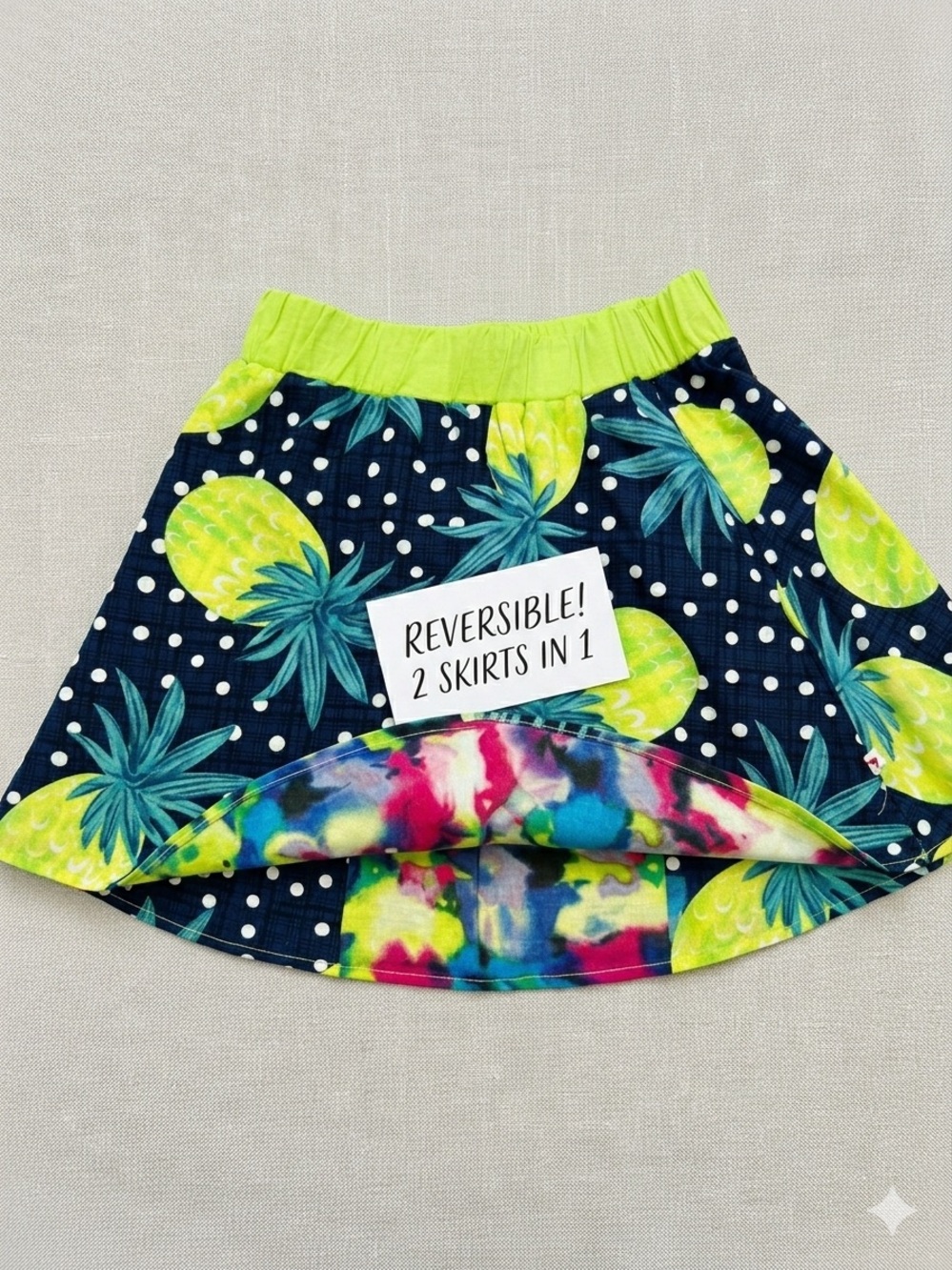 Appaman Reversible Neon Tie-Dye Skirt - Lime, Pink, Blue